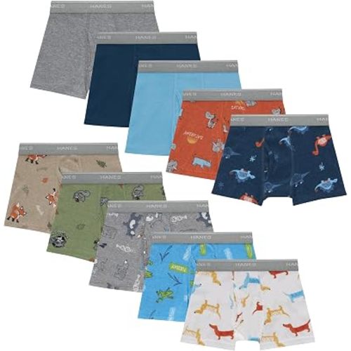 Hanes Boys' Underwear Boxer Briefs Or Briefs Pack, 8 Or 12 Pack, Cotton Stretch Underwear for Boys & Toddler Boys