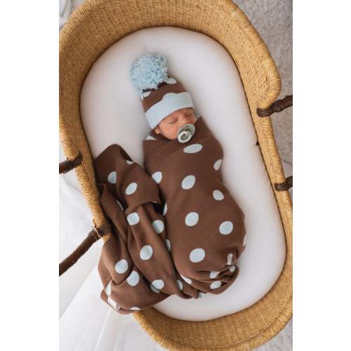 Knit Blanket | Choc Blue Polka – Little and Fern