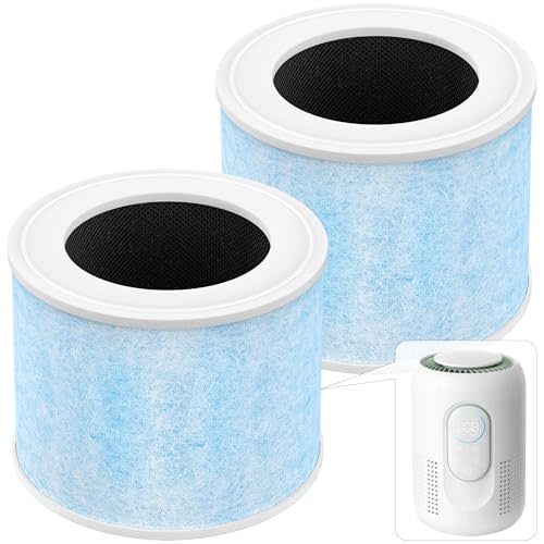4-in-1 Air Filter Compatible with Momcozy Nursery Air Purifier, H13 True HEPA Filter with Activated Carbon, 2 Pack