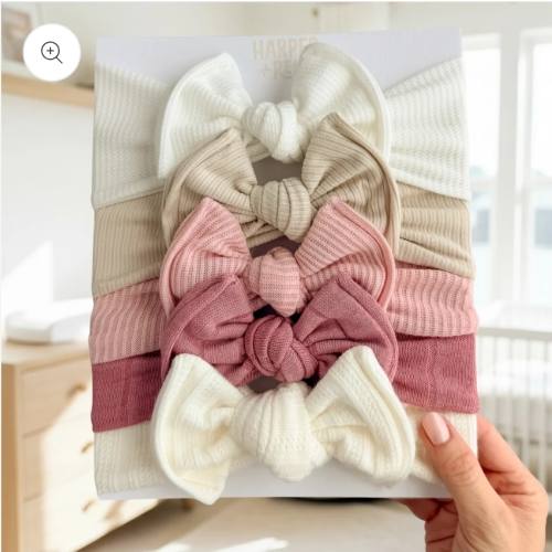 Signature Textures Sampler (Soft Blush) | Mixed Fabric Baby Bow Bundle