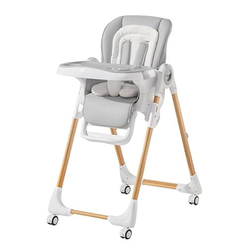 Mallify Convertible High Chairs for Babies and Toddlers, Height Adjustable Baby High Chair, High Chair with Removable Tray, Adjustable Backrest, Portable Baby Dinning Chair with Lockable Wheels