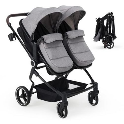 Side by Side Double Stroller Newborn and Toddler, Lightweight Compact Twin Stroller with Reversible Seat
