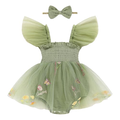 TITKKOP Baby Girl Tulle Romper|Newborn Summer Bodysuit|First Birthday Photo Shoot|Cake Smash Outfit for Infants 0-18M