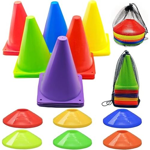 Soccer Cones Set, 84/42Pcs 7"/9" Cones Sports + Disc Cones, Cones for Sports with Carry Bag, Training Cones, Soccer Cones for Training, Plastic Soccer Cones for Drills