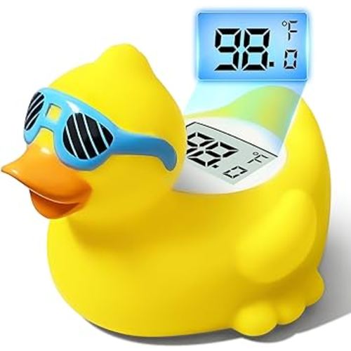 Duck Baby Bath Thermometer, Newborn Bath and Room Temperature Thermometer Safety Floating Toy, Bathtub Thermometer for Infant