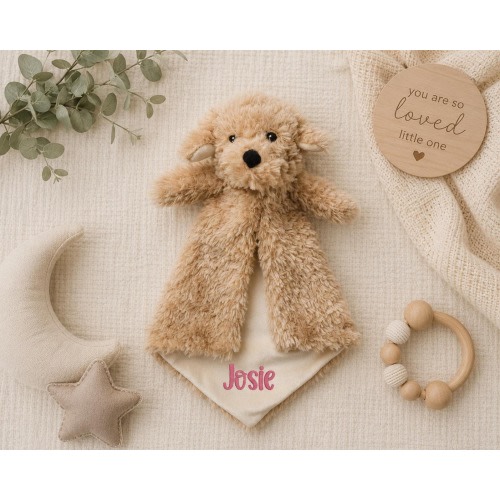 Personalized Golden Doodle Dog Lovey- Monogrammed Baby Name Blanket