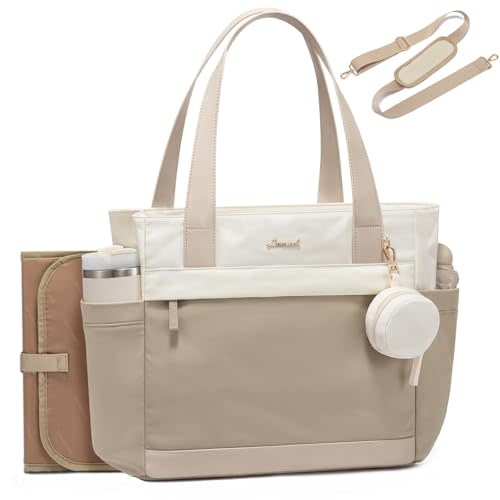 LOVEVOOK Diaper Bag Tote Large Travel Baby Bag for Mom and Dad Hostipal Diaper Tote with Pacifier Case Changing Pad