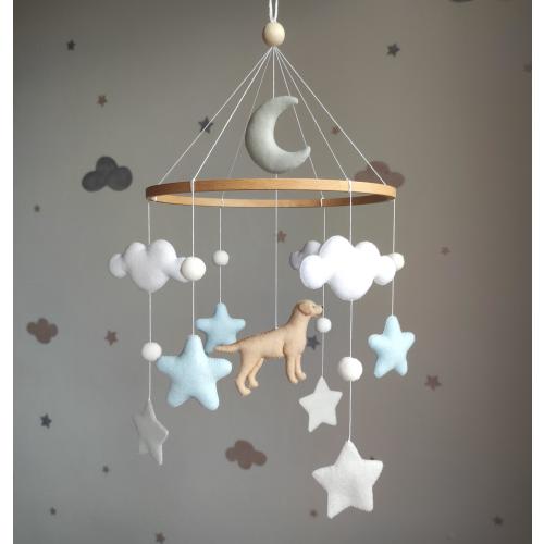Golden Retriever Baby Mobile, Yellow Labrador Nursery Decor, Neutral Crib Mobile, Dog Baby Shower Gift