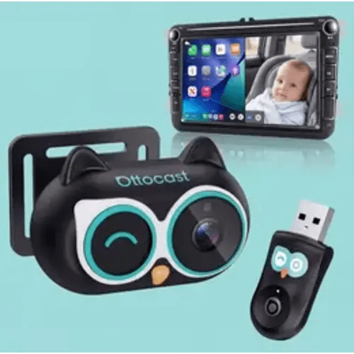 OTTOCAST Baby Camera for Car Wireless CarPlay Adapter, 1080P HD Car Screen Display Rear Seat Monitor, 150° Wide Angle, No-Glow Night Vision, Safety for Kids & Infants - TikTok Shop