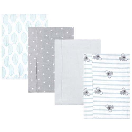 Hudson Baby Cotton Flannel Burp Cloths 4-Pack, Koala Stripe, One Size