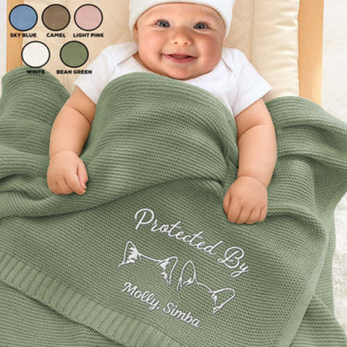 Human Protected By Dog - Personalized Custom Embroidered Knitted Baby – Pawsionate