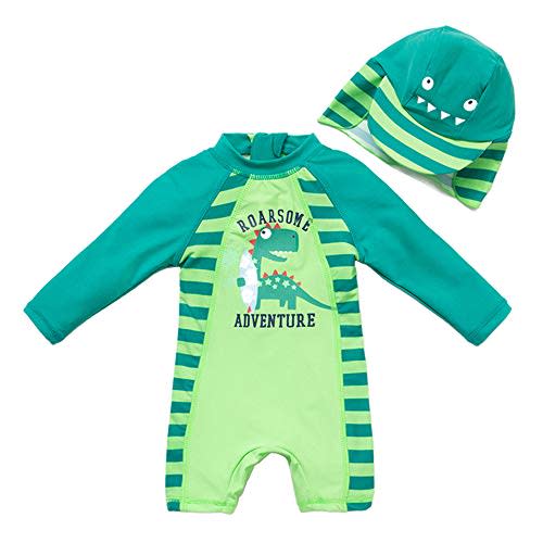 upandfast Baby/Toddler Swimsuit UPF 50+ Sun Protection One Piece Zipper Bathing Suit with Sun Hat Infant Beach Swimwear