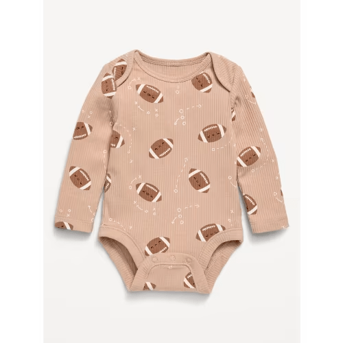 Printed Long-Sleeve Ribbed Bodysuit for Baby