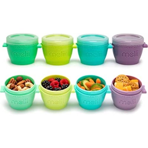 melii Snap & Go Baby Food Storage Containers with lids, Snack Containers, Freezer safe - Set of 4, 4oz
