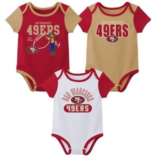 NFL San Francisco 49ers Boys' White 3pk Bodysuit