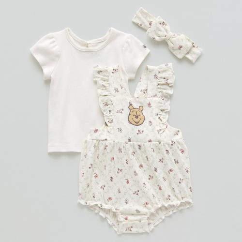 Baby Girls 3-pc. Winnie The Pooh Shortall Set, Color: White - JCPenney