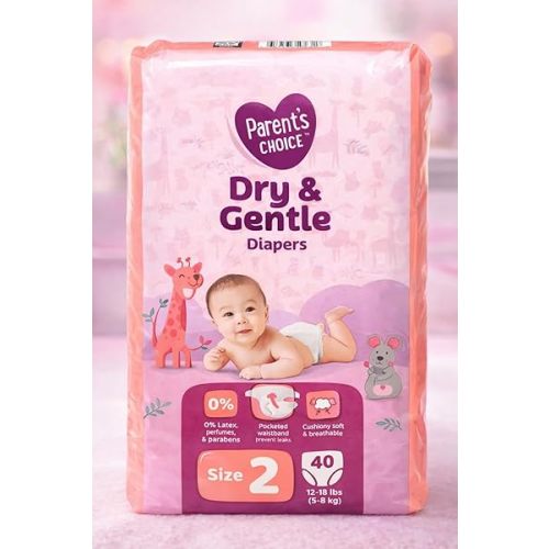 Parent's Choise Dry & Gentle Diapers Size 2 -Pack of 1- -40 Count-