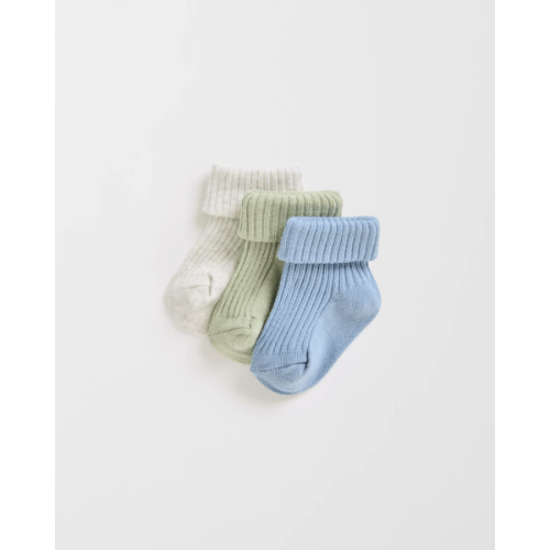Baby Unisex 3 Pack Turnover Socks - Blue