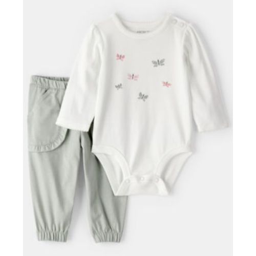 Baby Girls' Butterfly Bodysuit and Pants, 2-Piece Set
