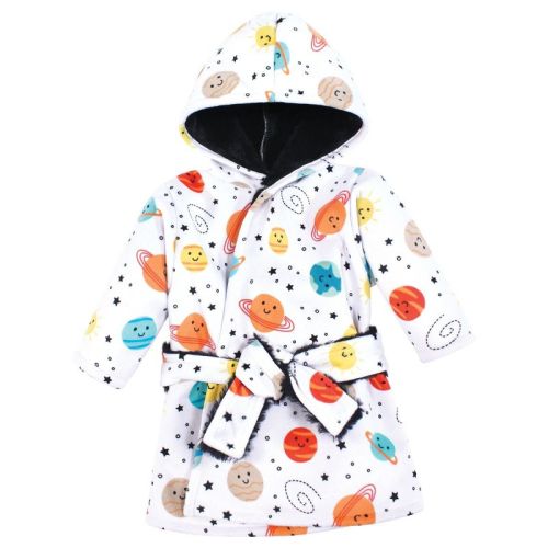 Hudson Baby Mink with Faux Fur Lining Pool and Beach Robe Cover-ups, Happy Planets, 6-12 Months