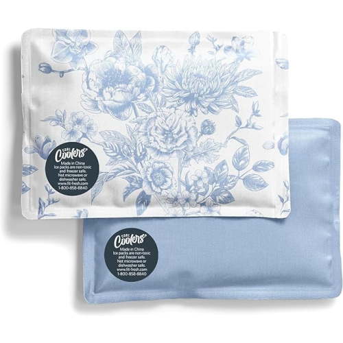 Cool Coolers Reusable XL Flexible Soft Ice Packs for Lunch Box & Cooler Bag, Blue Toile, 2pk.
