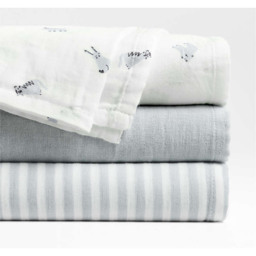 Baby's First Natural Mini Animal Organic Cotton Gauze Baby Swaddle Blankets, Set of 3