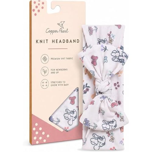 Copper Pearl Baby Stretchy Soft Knit Headband Bow Minnie Mouse's Bowquet