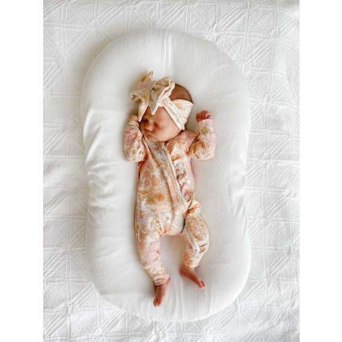Frill Zip Romper | Pastel Bloom – Little and Fern