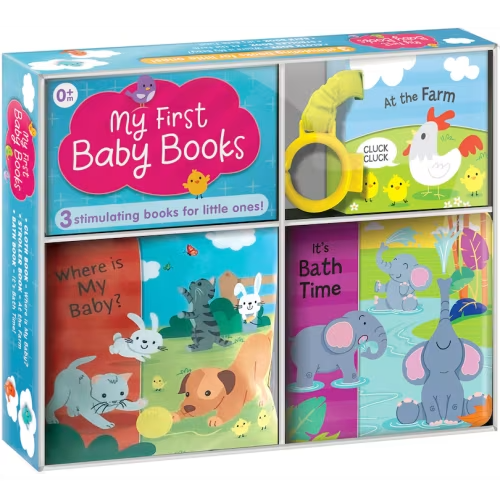 My First Baby Books: 3-in-1 Box Set With Cloth Book, Bath Book & Stroller Book | Soft Baby Books For Toddlers 1-3, Newborn Baby Gifts, Early Learning Development: Three Adorable Books In One Box: Bath Book, Cloth Book, Stroller Book Book By Marine Guion,c
