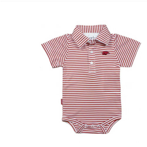 Arkansas Razorbacks CARDINAL Baby Carson Striped Polo Romper - 91971007