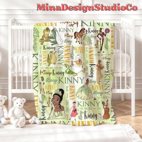 Personalized Watercolor Disney The Princess and the Frog Blanket, Disney Princess Tiana Blanket, Baby Girl Tiana Birthday Girl Home Decor