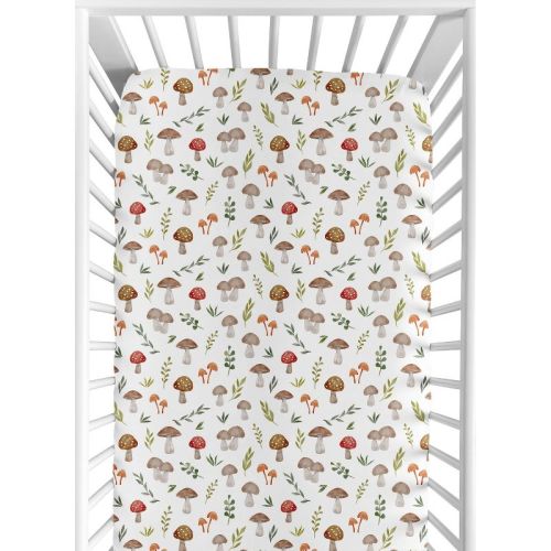 Sweet Jojo Designs Boy Girl Gender Neutral Unisex Baby Fitted Crib Sheet Watercolor Woodland Forest Animals Red Green and Brown