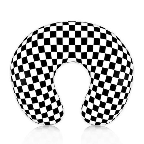 DILIMI Nursing Pillow Cover, Stretchy Removable Case for Breastfeeding Pillows, Ultra Soft Comfortable Slipcover for Baby Girl and Boy, Black Checkerboard