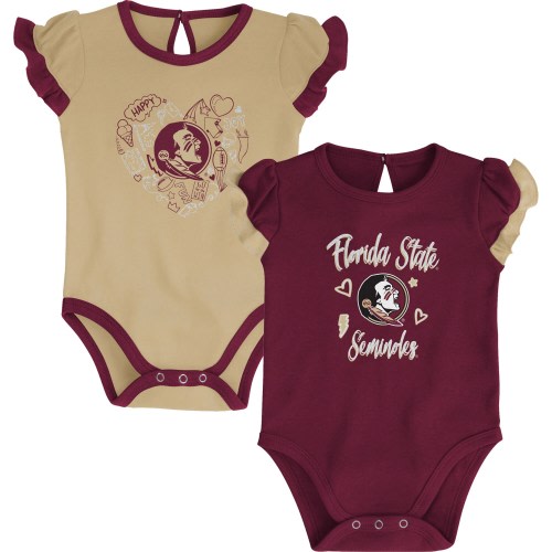 Girls Newborn & Infant Garnet/Gold Florida State Seminoles Too Much Love Two-Piece Bodysuit Set
