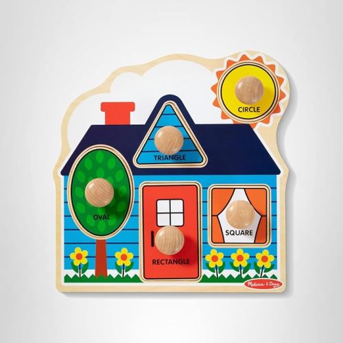 Melissa & Doug First Shapes Jumbo Knob Puzzle, Wooden Peg Puzzle for Toddlers, Educational Toy for Shape Recognition and Fine Motor Skills, Ages 1+