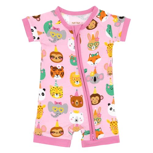 Little Sleepies Shorty Pajamas, Viscose from Bamboo Short Sleeve Romper PJs | Two-way zipper, baby sleeper PJs, eczema-friendly, kids family matching toddler pajamas, hypoallergenic, tagless, 0-3M to 3T