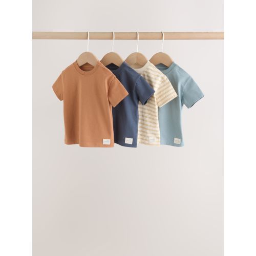Cotton Mineral Blue/ Neutral/ Orange Short Sleeve Baby T-Shirts 4 Pack (0mths-2yrs)