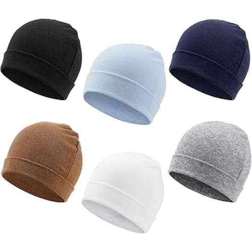 DRESHOW BQUBO 6 Pack Baby Beanie Hats for Unisex Infant Toddler Cotton Beanie Newborn Hospital Hat for Boys Girls 0-6 Months