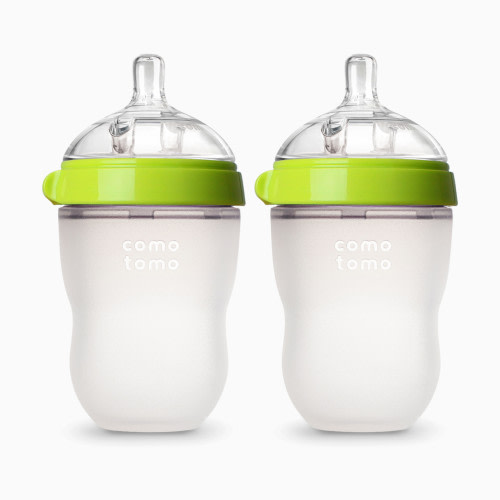 Comotomo Natural Feel Silicone Baby Bottles - Green, 8 Oz, 2