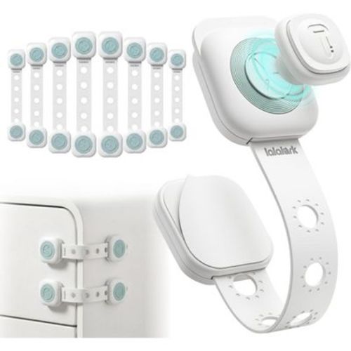 Lalalark 8 Pack Magnetic Cabinet Locks Baby Proofing Adjustable Strap 3M Adhesive No Drill Kids Safety Baby Locks for Door, Fridge, Drawers Furniture