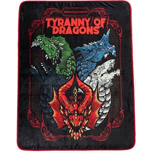 Jay Franco Dungeons & Dragons Tyranny of Dragons Throw Blanket - Measures 46 x 60, Kids Bedding, Super Soft Fleece