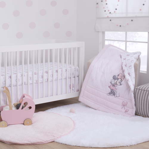 Minnie Mouse Sweet Bows 3 Piece Crib Bedding Set, Infant Girl, Pink