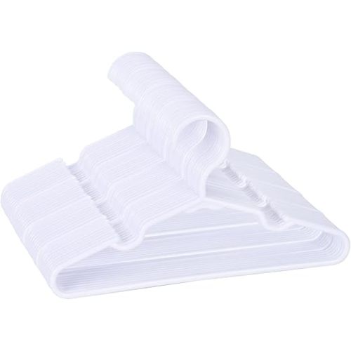 60 Pack White Kids Hangers 11.6 Inch - Baby Clothes Hangers for Toddler & Child, Durable Plastic Children's Hangers for Closet, Pants, Coats, Skirts (Non-Slip, Space-Saving)