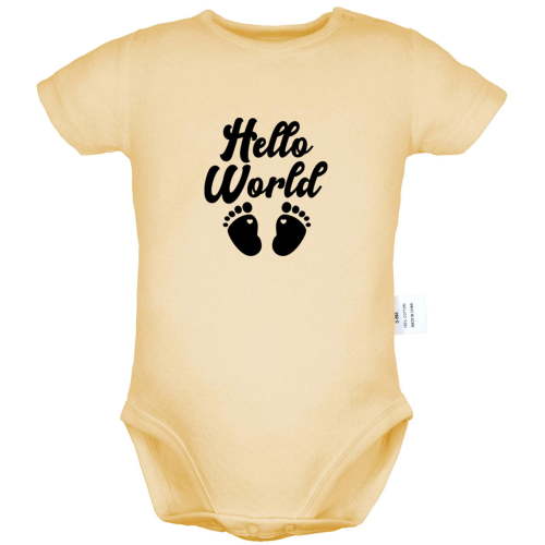 Hello World Pregnancy Announcement Gifts Rompers For Babies, Newborn Baby Unisex Bodysuits, Infant Jumpsuits, Toddler 0-24 Months Kids One-Piece Oufits (Yellow, 0-6 Months)