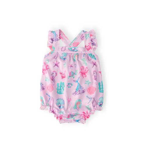 Under the Sea Ruffle Cross Back Romper