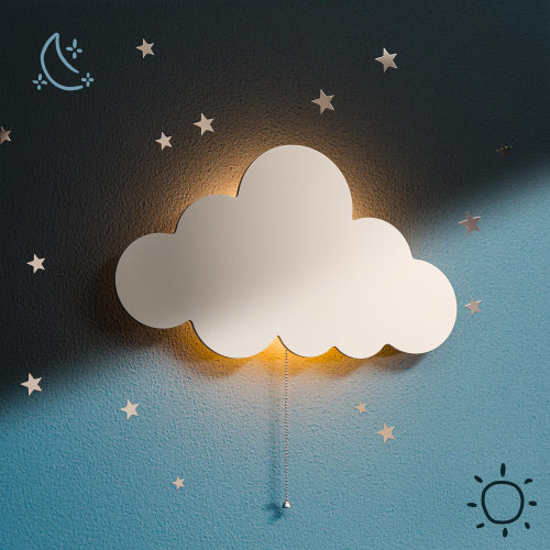 Zoomie Kids Cloud Light - Floating Cloud Wall Lamps For Nursery & Kids' Bedrooms | Battery-Operated Hanging Night Lights | Wayfair