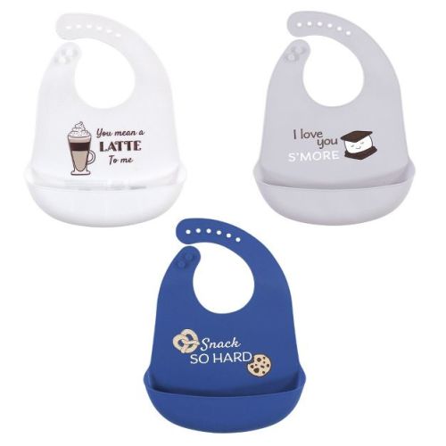 Hudson Baby Infant Boy Silicone Bibs 3pk, You Mean A Latte, One Size