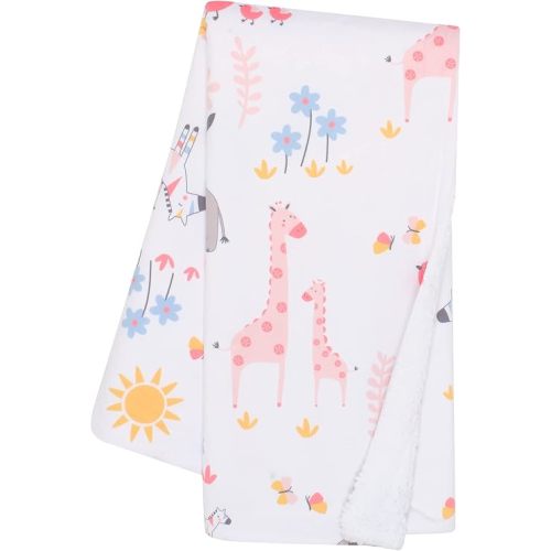 Lambs & Ivy Jazzy Jungle White Fleece Safari Animals Soft Baby Blanket