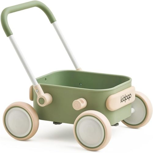 PULA Baby Push Walker with Wheels Toddler Wagon for First Learner Baby Toys 6-12 Months, 1 Year Old Birthday Gifts, Indoors and Outdoors (Green)