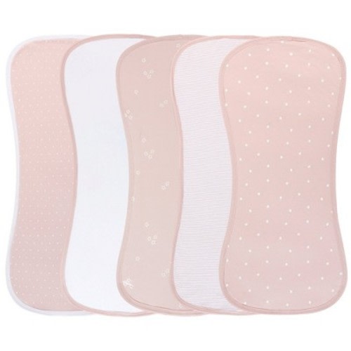 Ely's & Co. Hourglass Shape Fleece Burp Cloths  Pink Tulip Collection 5 Piece Set